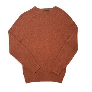 Howlin' Scotland Shetland Wool Sweater Mens Small Burnt Orange Tight Knit